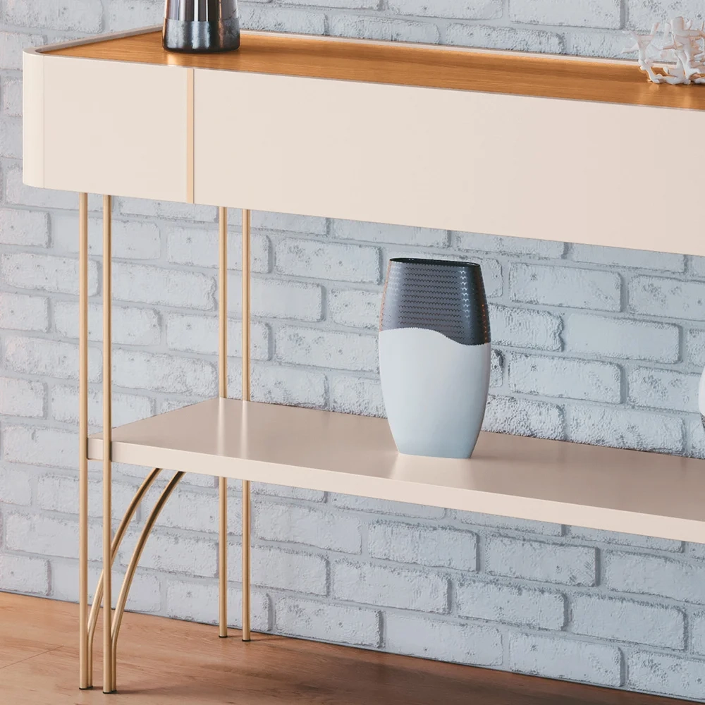 Aparador de Sala Vivant e Mesa Cadenza Off/Cinamomo - HB Móveis