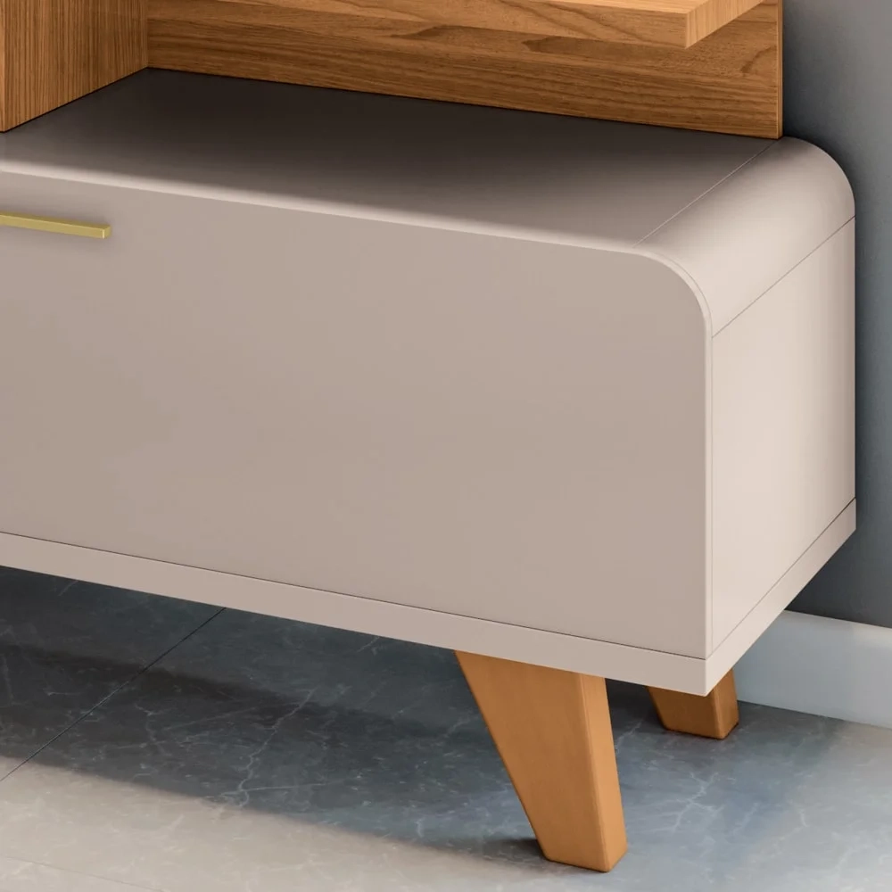 Rack Bancada de TV 70 Pol 200cm Essenza Off White/Cinamomo - HB Móveis