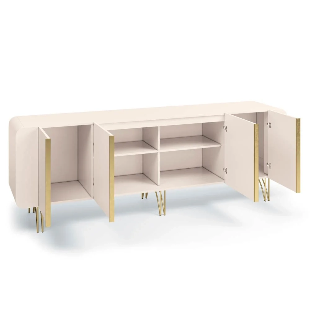 Buffet Aparador Saluti com Cristaleira Évora Off White - HB Móveis