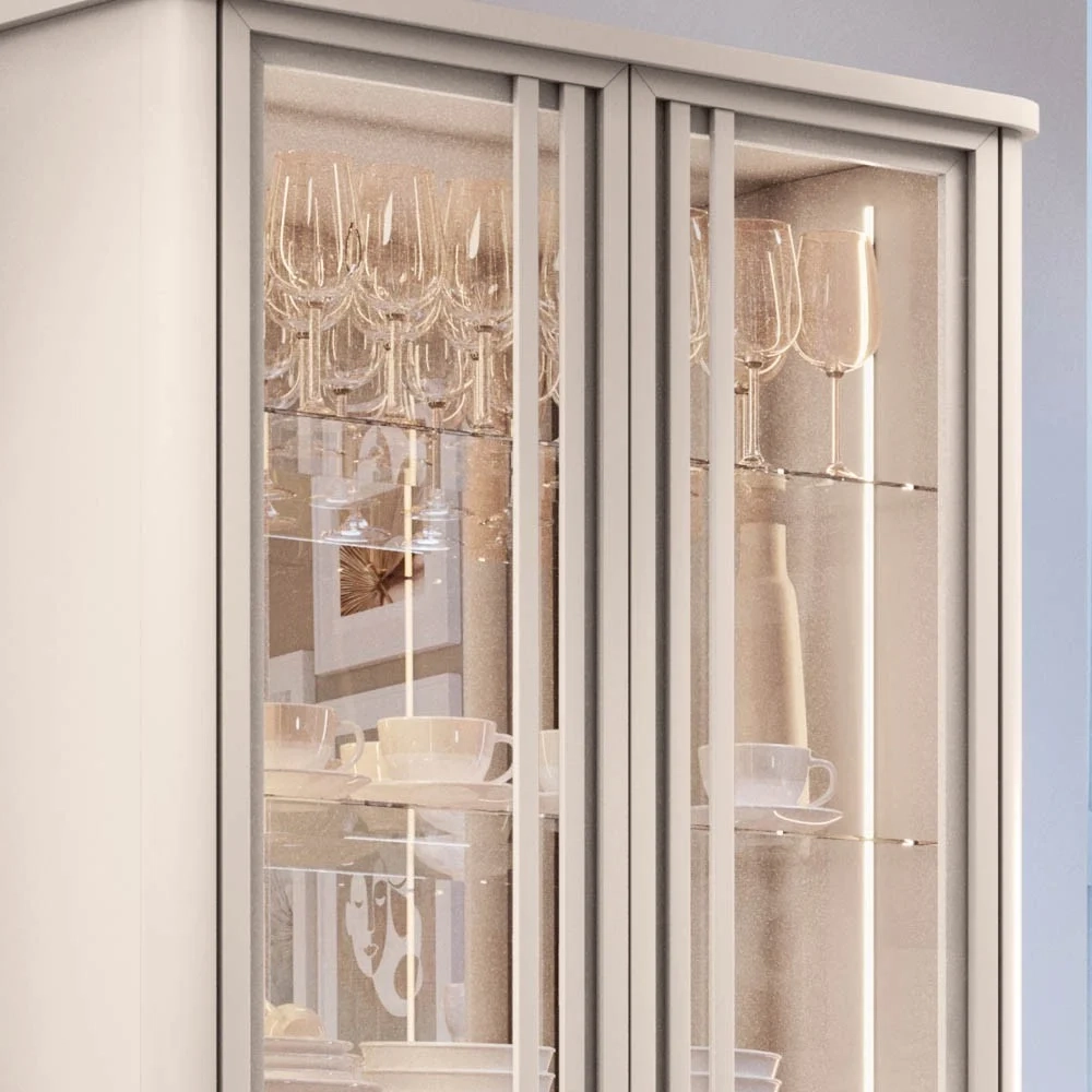 Buffet Aparador Saluti com Cristaleira Évora Off White - HB Móveis