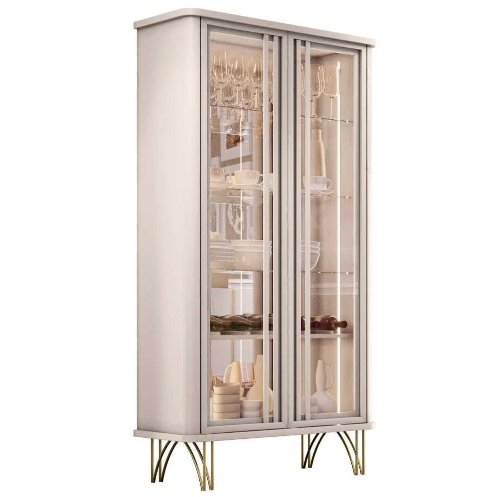 Buffet Aparador Saluti com Cristaleira Évora Off White - HB Móveis