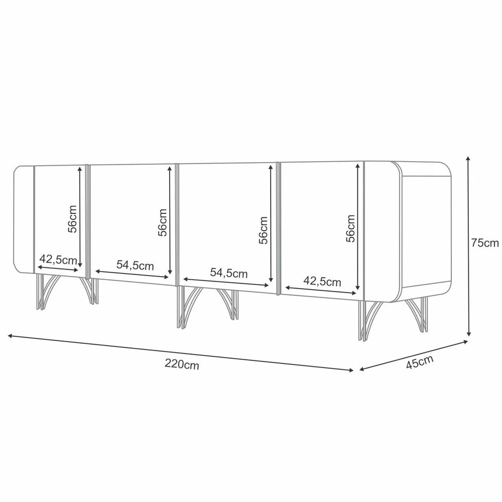 Buffet Aparador Saluti com Cristaleira Évora Off/Cinamomo - HB Móveis