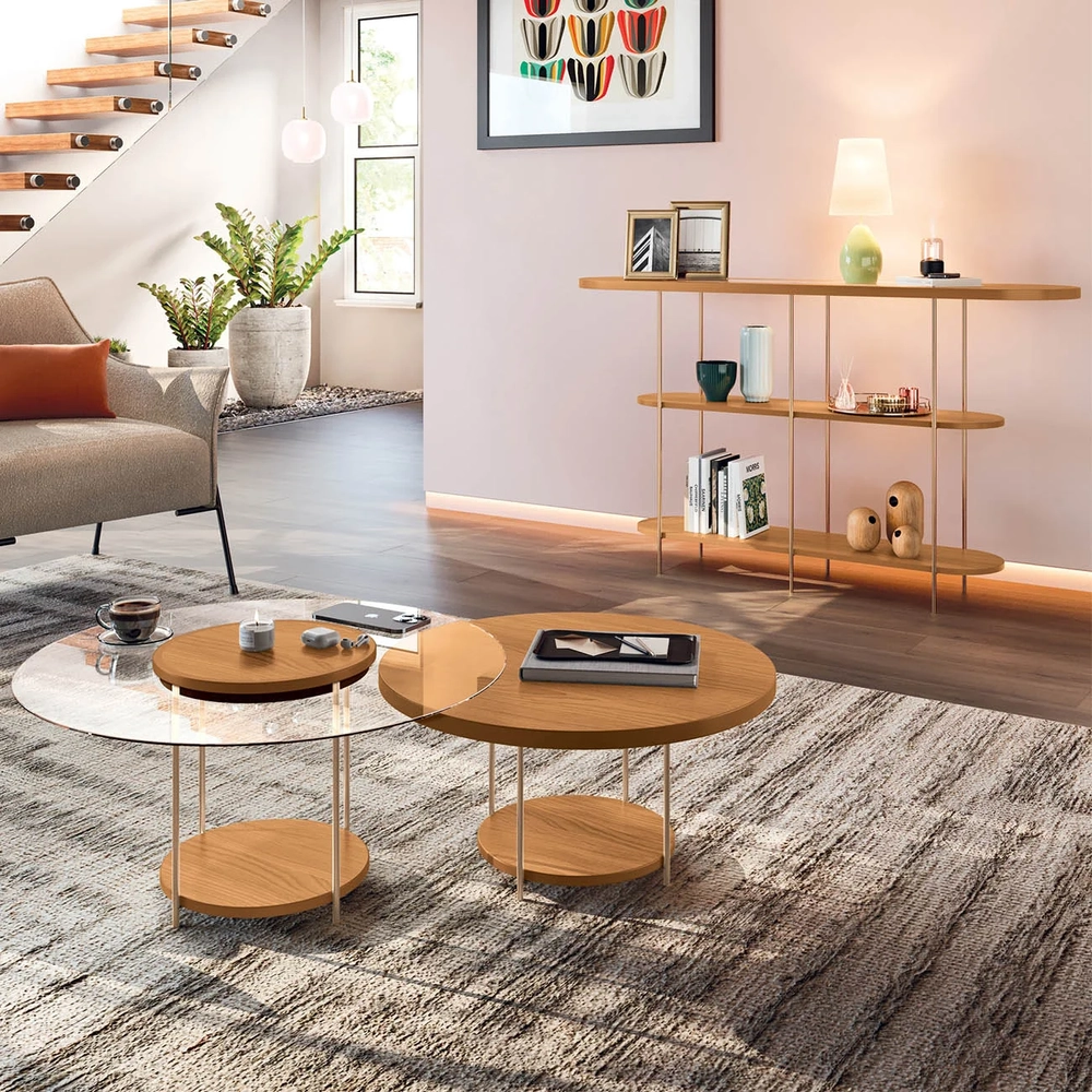 Mesa de Centro Para Sala Pés Metálicos Kit 2 Sky Cinamomo - HB Móveis