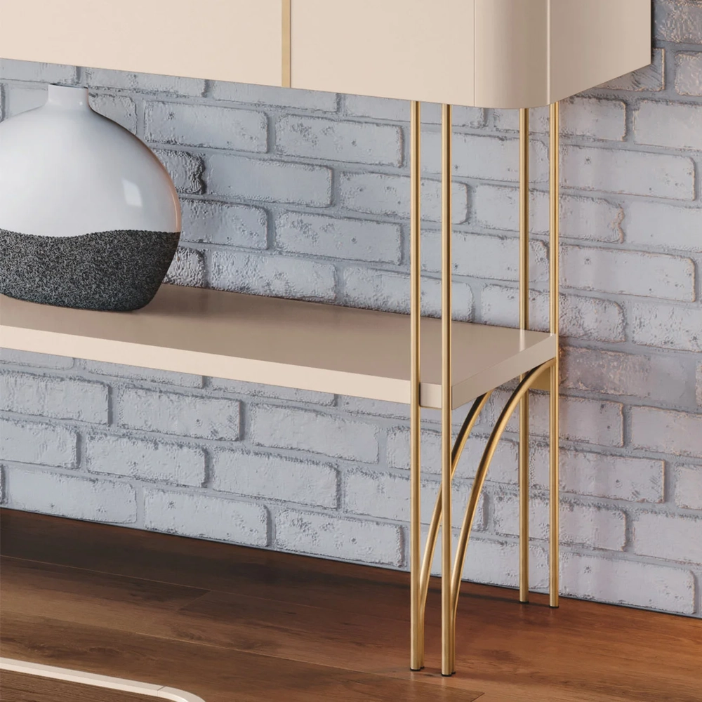 Aparador de Sala com Prateleira Vivant Off/Castanho - HB Móveis