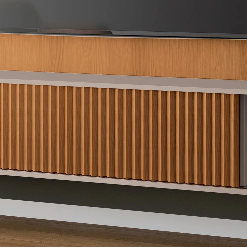 Painel TV 85 Pol Empire e Mesa de Centro Cadenza Off/Cinamomo - HB Móveis