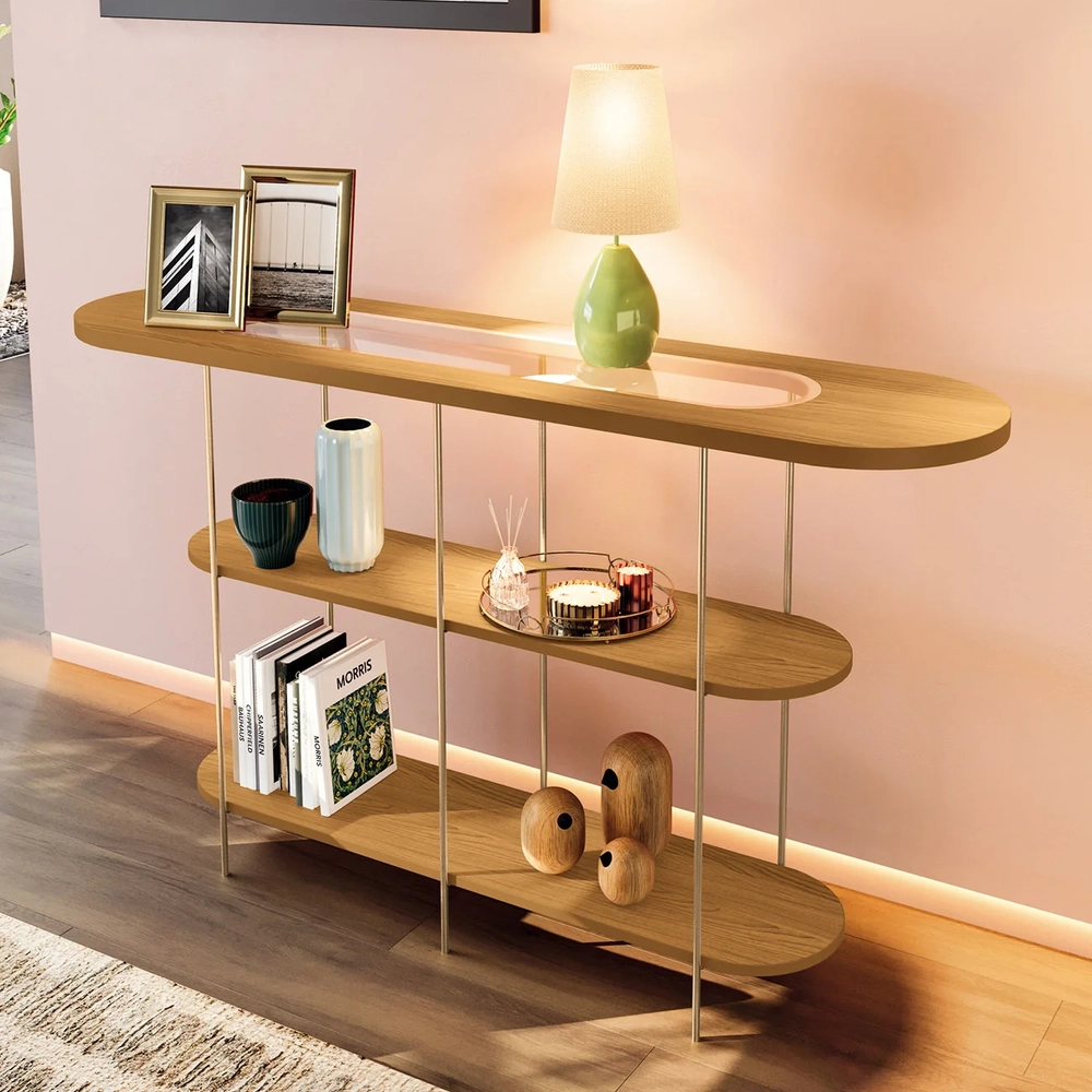 Aparador de Sala com Prateleiras Pé Metal Infinity Cinamomo - HB Móveis