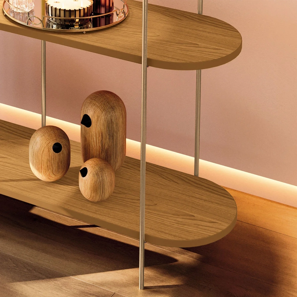 Aparador de Sala com Prateleiras Pé Metal Infinity Cinamomo - HB Móveis