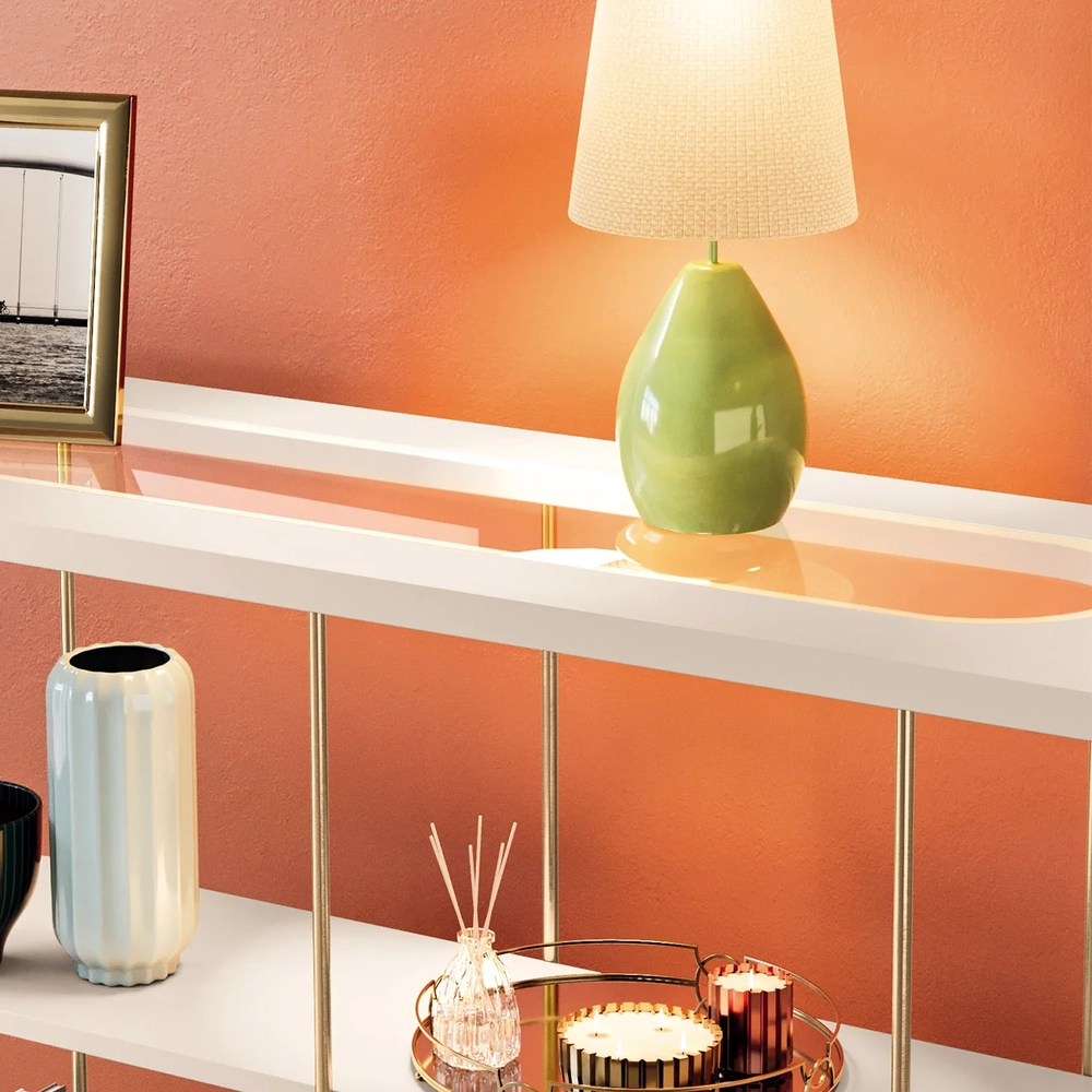 Aparador de Sala com Prateleiras Pé Metal Infinity Off White - HB Móveis