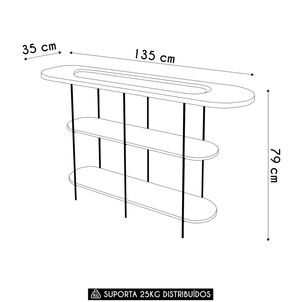 Aparador de Sala com Prateleiras Pé Metal Infinity Off White - HB Móveis