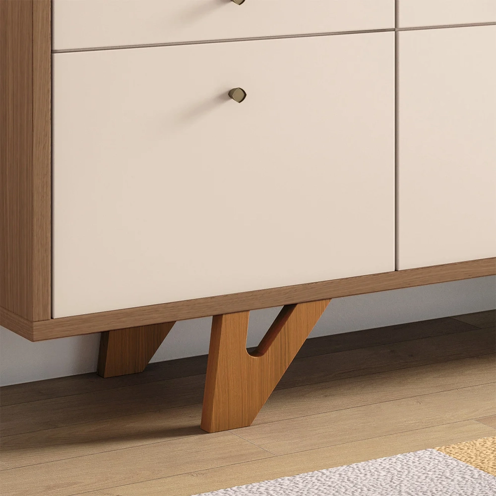 Balcão Aparador Buffet 2 Portas Sollare Castanho/Off - HB Móveis