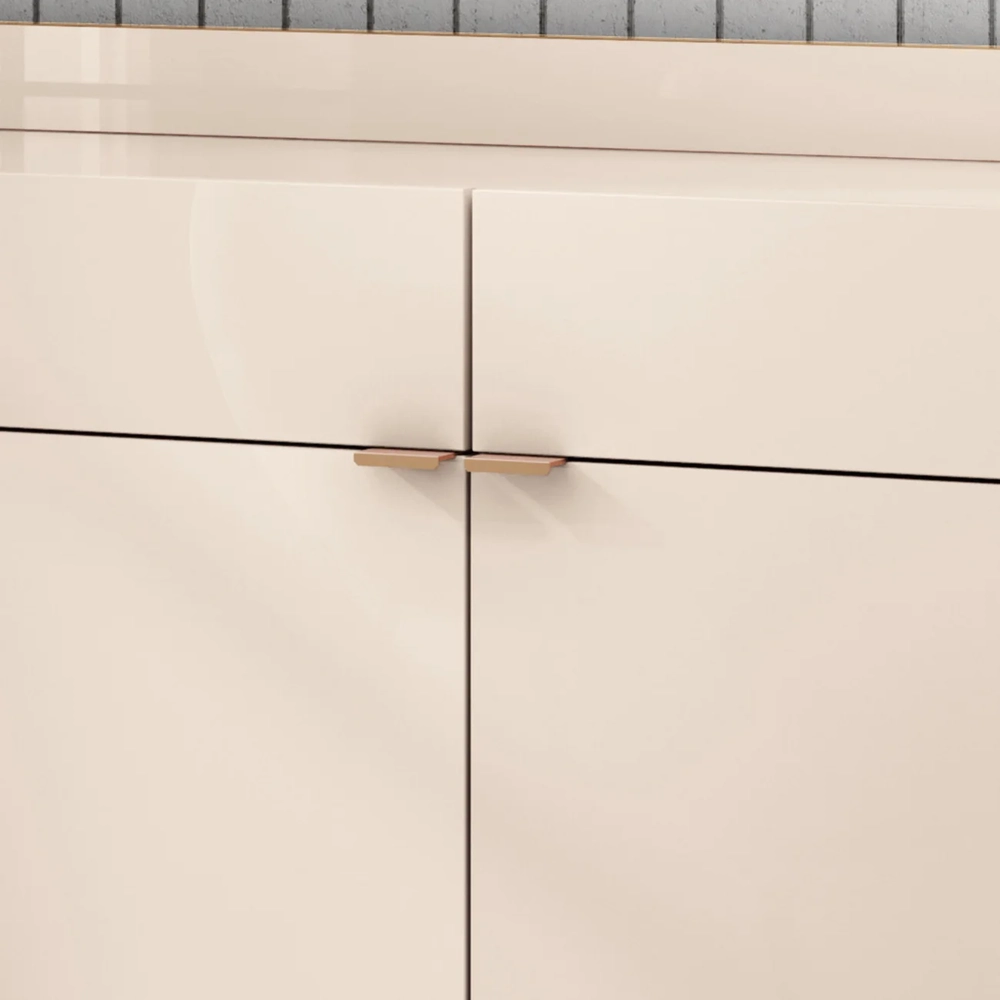 Balcão Aparador Buffet 4 Portas Melodia Castanho/Off - HB Móveis