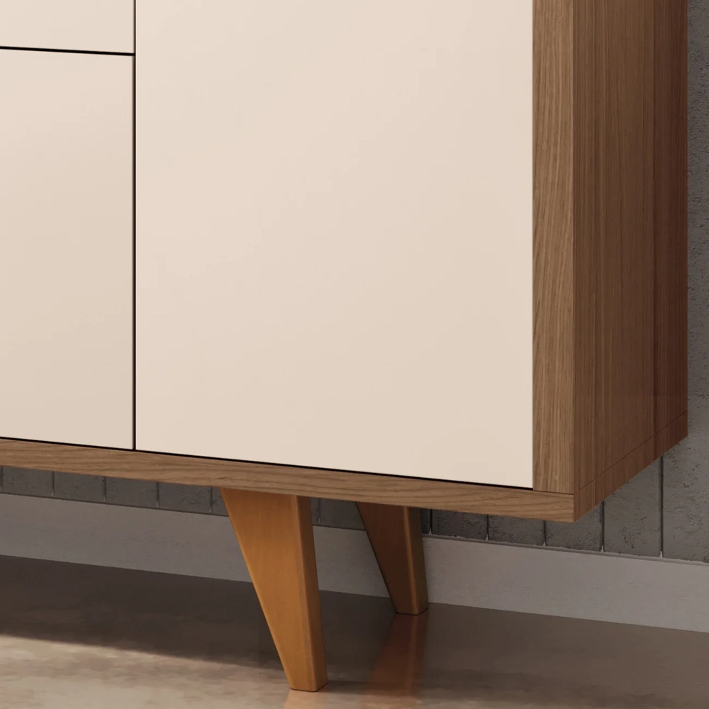 Balcão Aparador Buffet 4 Portas Melodia Castanho/Off - HB Móveis