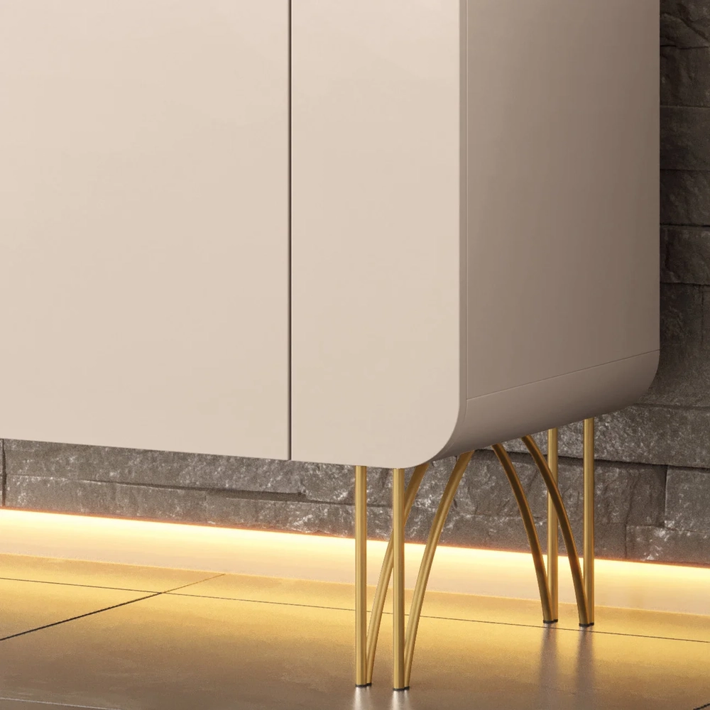 Balcão Aparador Buffet Pé Metal Benvenuto Off White - HB Móveis