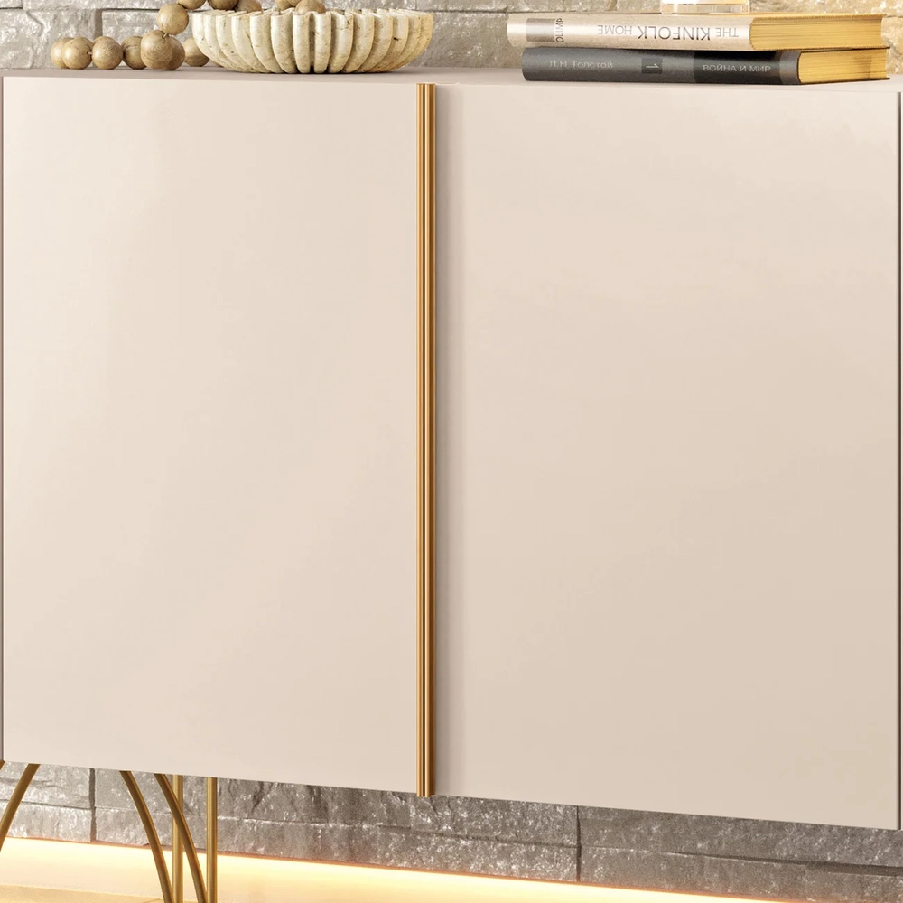 Balcão Aparador Buffet Pé Metal Benvenuto Off White - HB Móveis