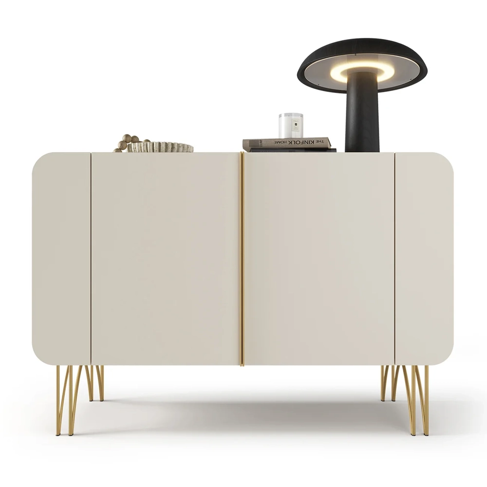 Balcão Aparador Buffet Pé Metal Benvenuto Off White - HB Móveis