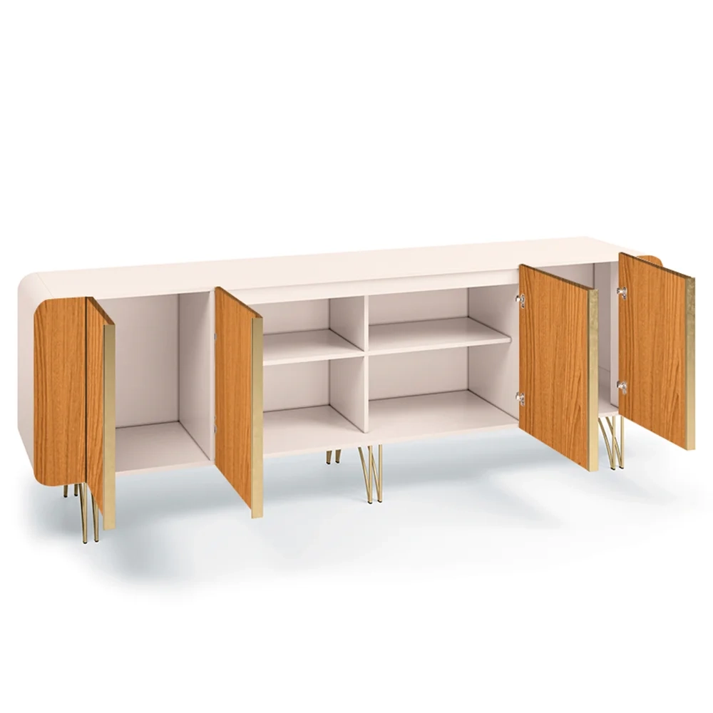 Balcão Aparador Buffet Saluti Off White/Cinamomo - HB Móveis