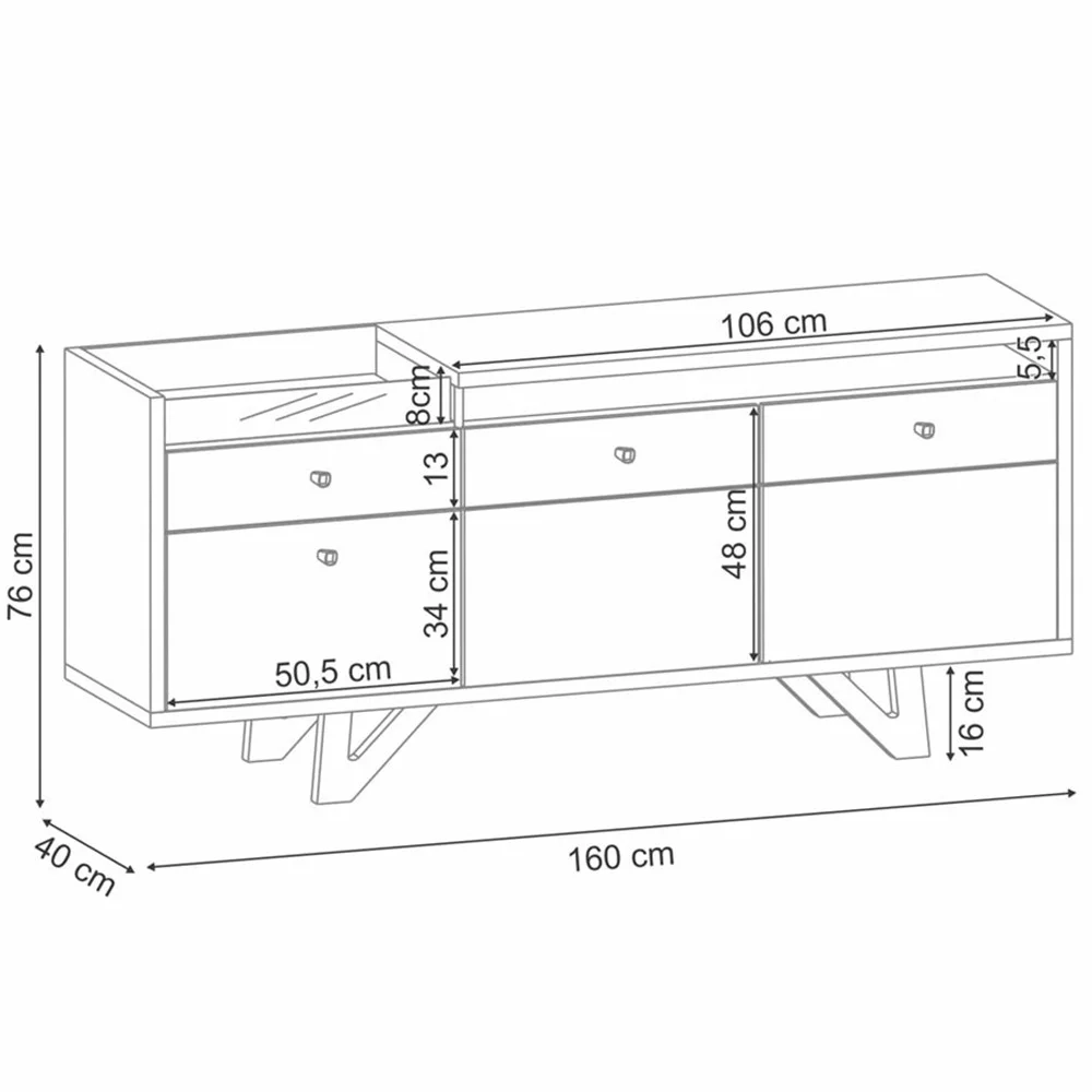 Balcão Aparador Buffet 2 Portas Sollare Off White/Cinamomo - HB Móveis