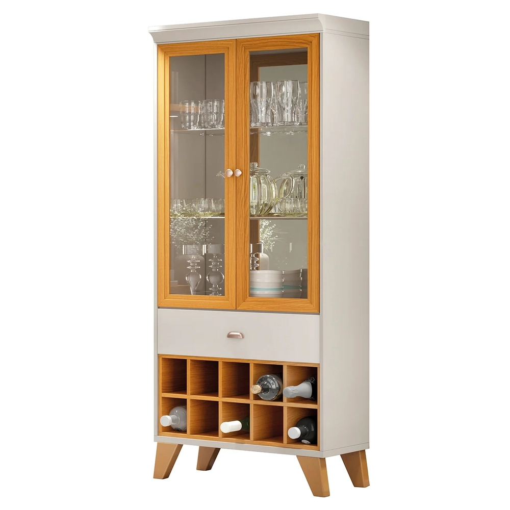 Buffet Aparador Ellora e Cristaleira Órfeo H01 Off/Cinamomo - Mpozenato