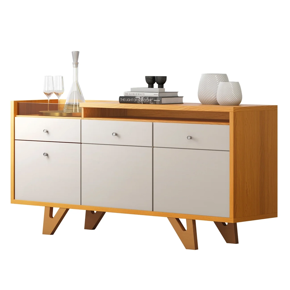 Buffet Aparador Ellora e Cristaleira Órfeo H01 Off/Cinamomo - Mpozenato