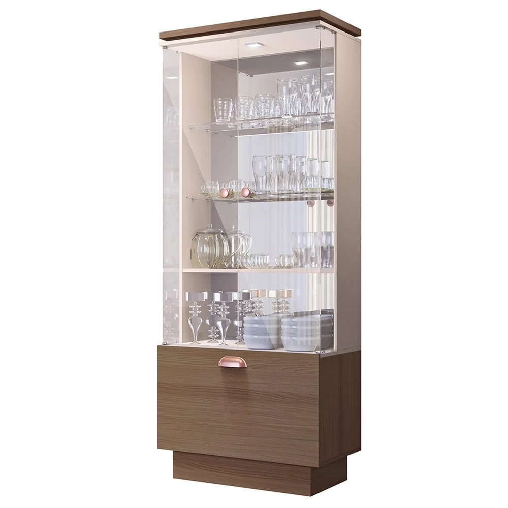 Buffet Aparador Sinfonia e Cristaleira Aruan H01 Off/Castanho - Mpozenato