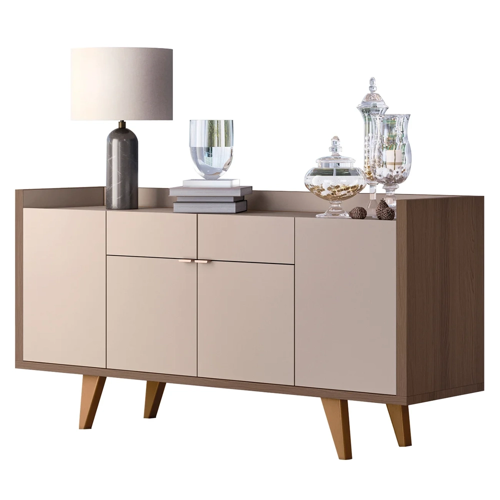 Buffet Aparador Sinfonia e Cristaleira Aruan H01 Off/Castanho - Mpozenato