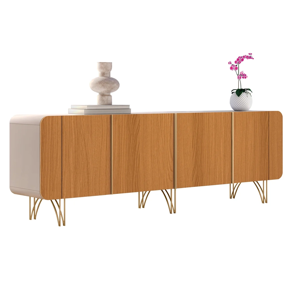 Balcão Aparador Buffet Piacente e Benvy H01 Off/Cinamomo - Mpozenato