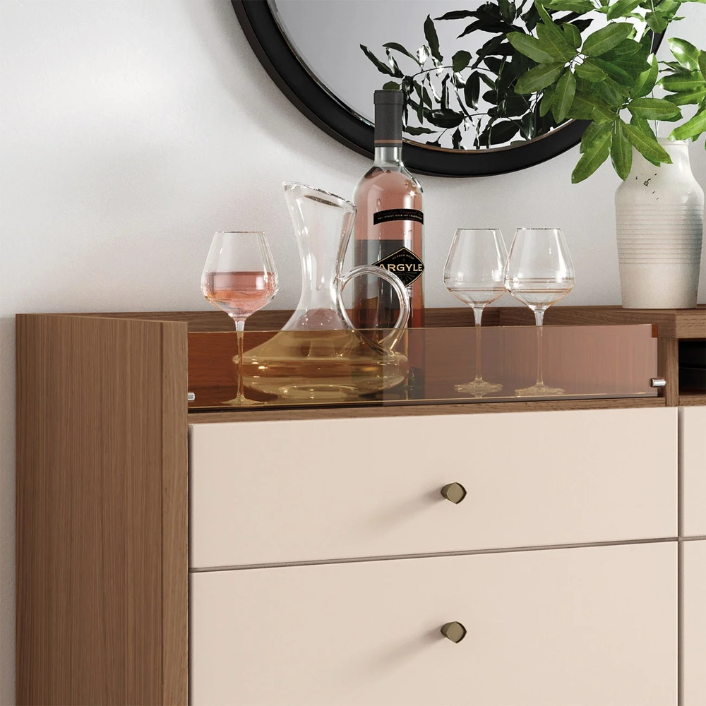 Buffet Aparador Ellora e Cristaleira Órfeo H01 Off/Castanho - Mpozenato