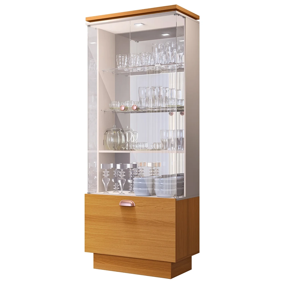 Buffet Aparador Sinfonia e Cristaleira Aruan H01 Off/Cinamomo - Mpozenato