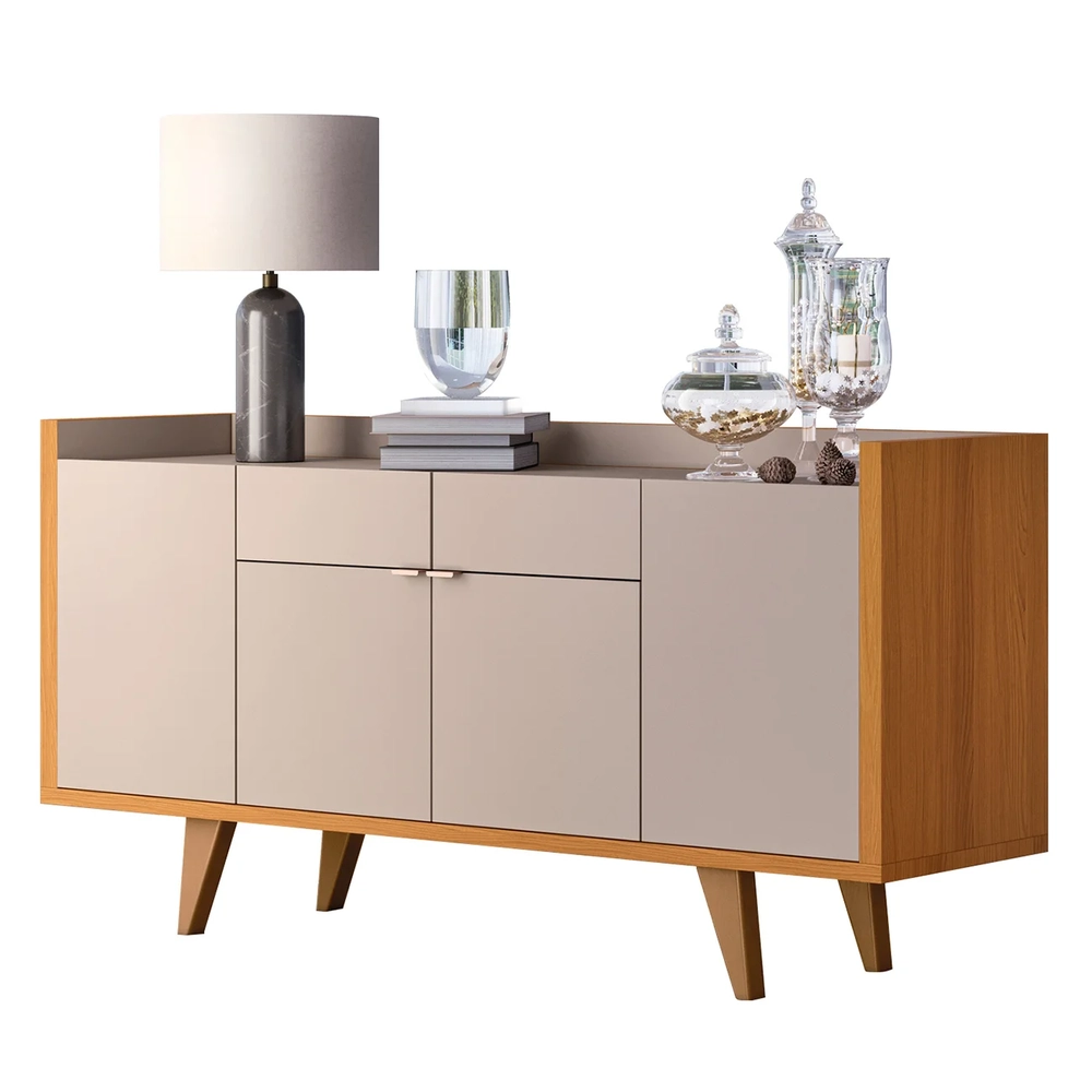 Buffet Aparador Sinfonia e Cristaleira Aruan H01 Off/Cinamomo - Mpozenato