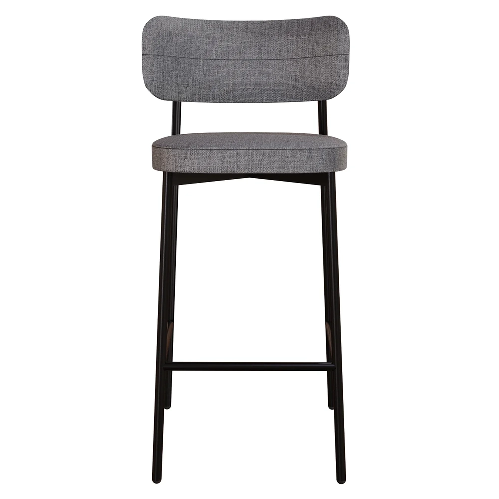 Banqueta Alta Bar Estofada Kit 3 Ella M25 Linho Cinza - Mpozenato