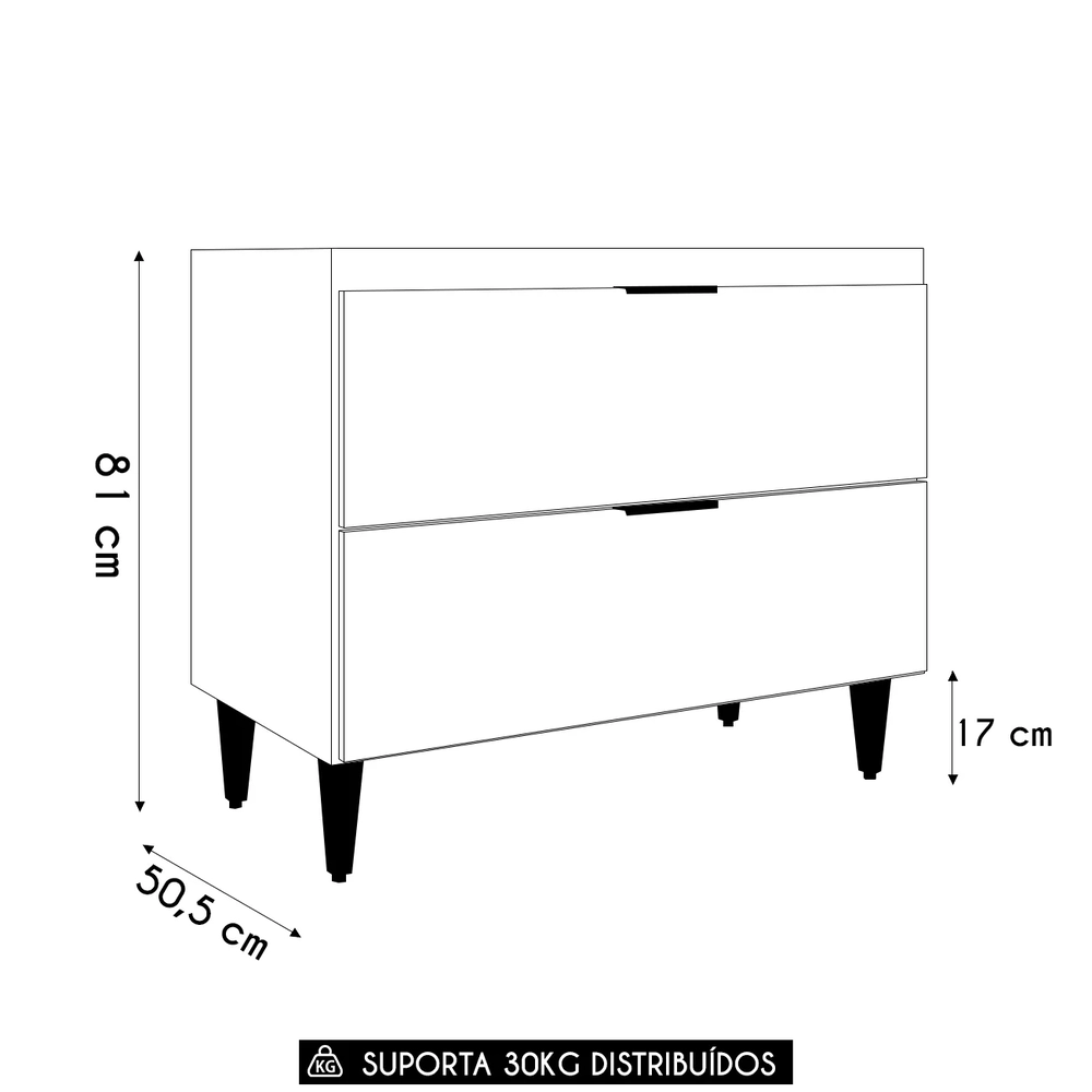 Balcão Para Pia 100cm Sem Tampo Pérola Z34 Preto            - Mpozenato