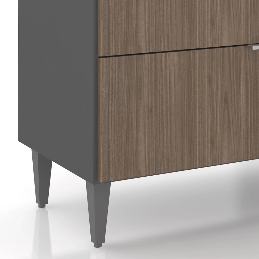 Balcão Para Pia 100cm Sem Tampo Pérola Z34 Grafite/Freijó   - Mpozenato