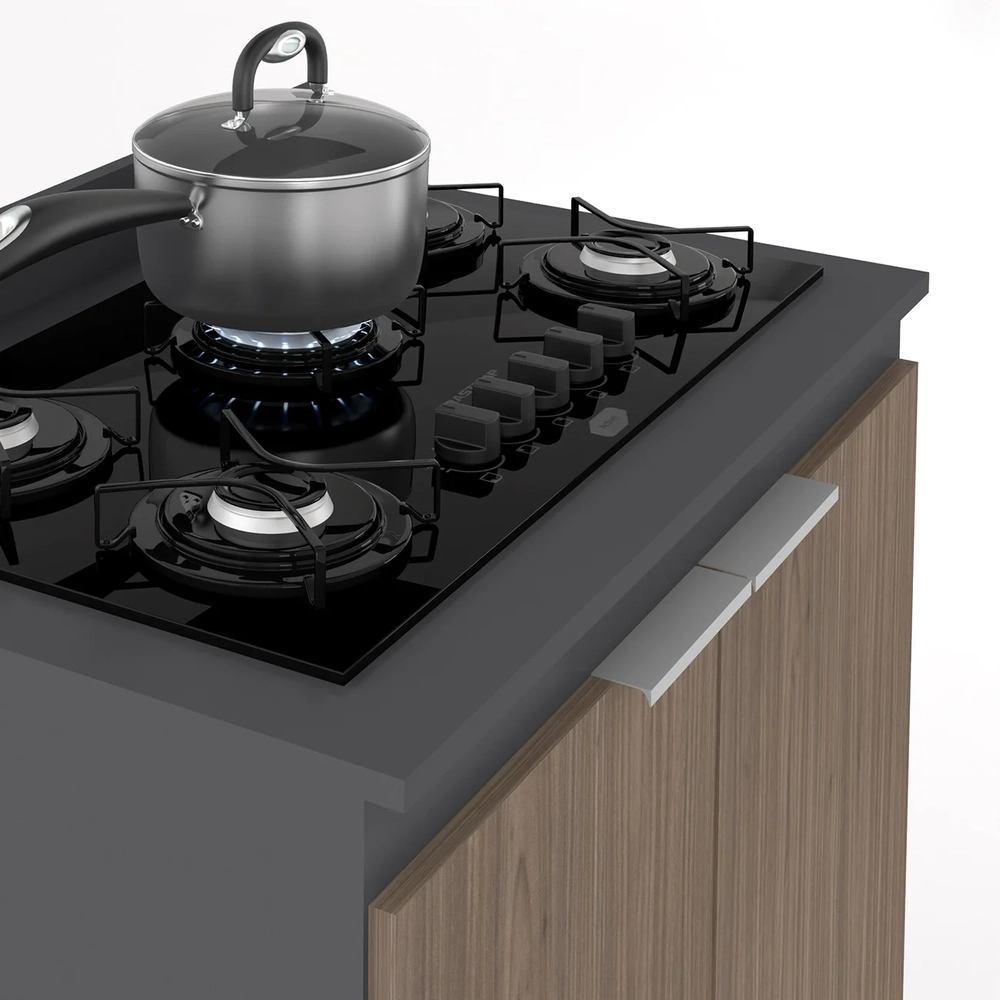 Balcão de Cozinha Para Cooktop 80cm Pérola Z34 Grafite/Freijó - Mpozenato