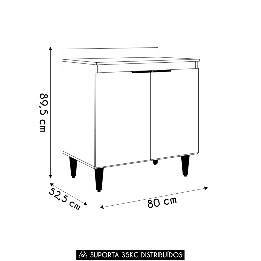 Balcão de Cozinha Para Cooktop 80cm Pérola Z34 Grafite/Freijó - Mpozenato