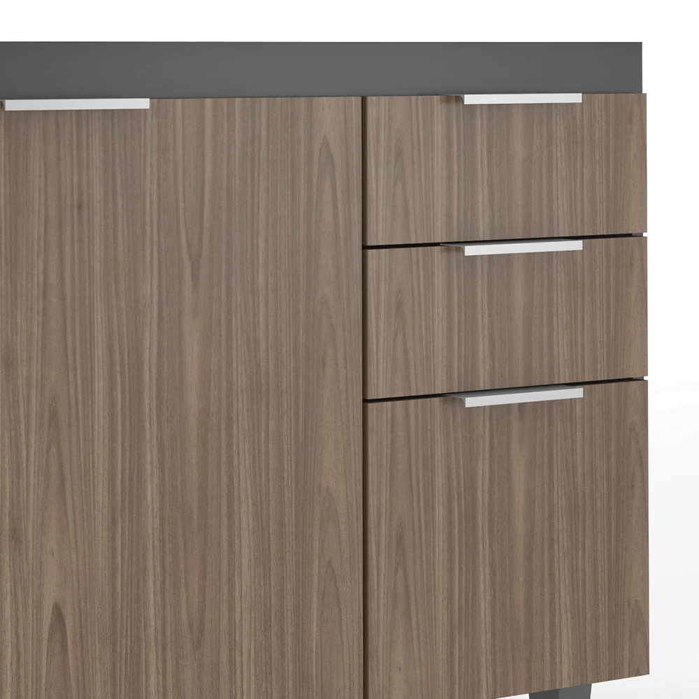 Balcão Para Pia 120cm Sem Tampo Pérola Z34 Grafite/Freijó   - Mpozenato