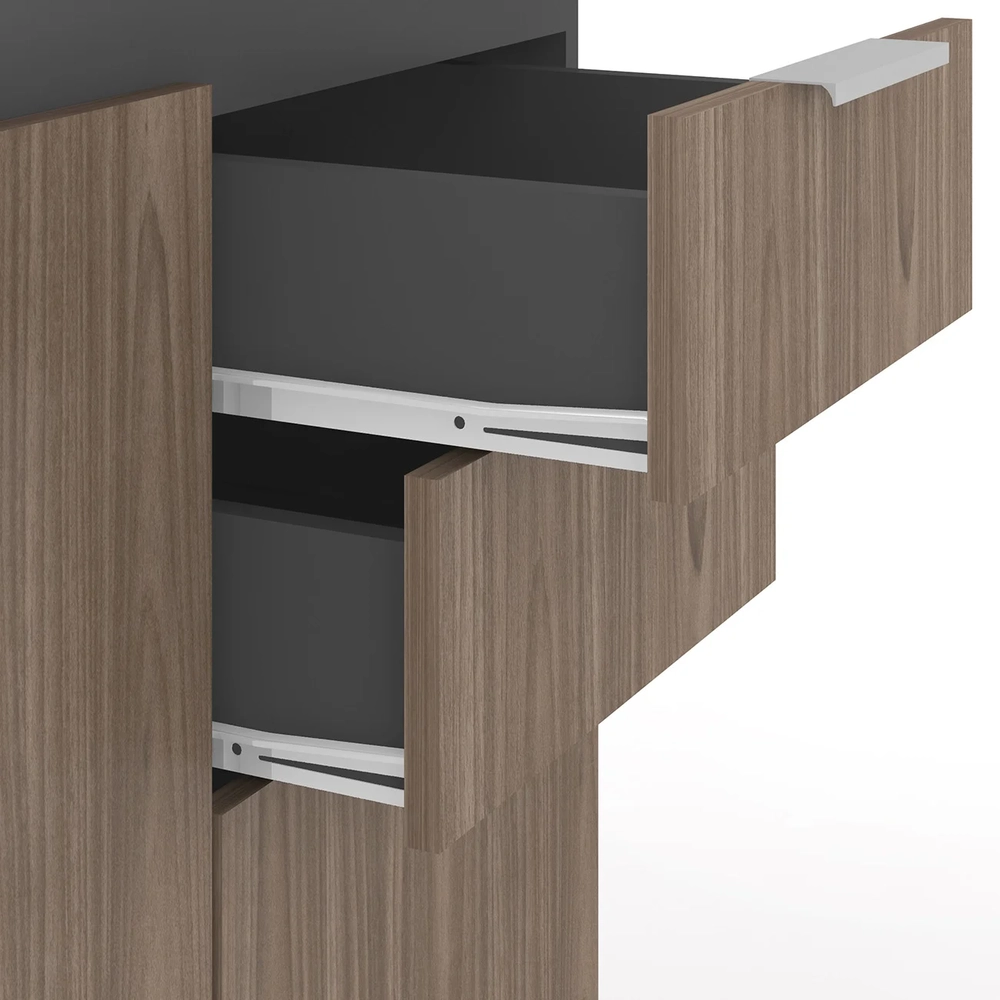 Balcão Para Pia 120cm Sem Tampo Pérola Z34 Grafite/Freijó   - Mpozenato