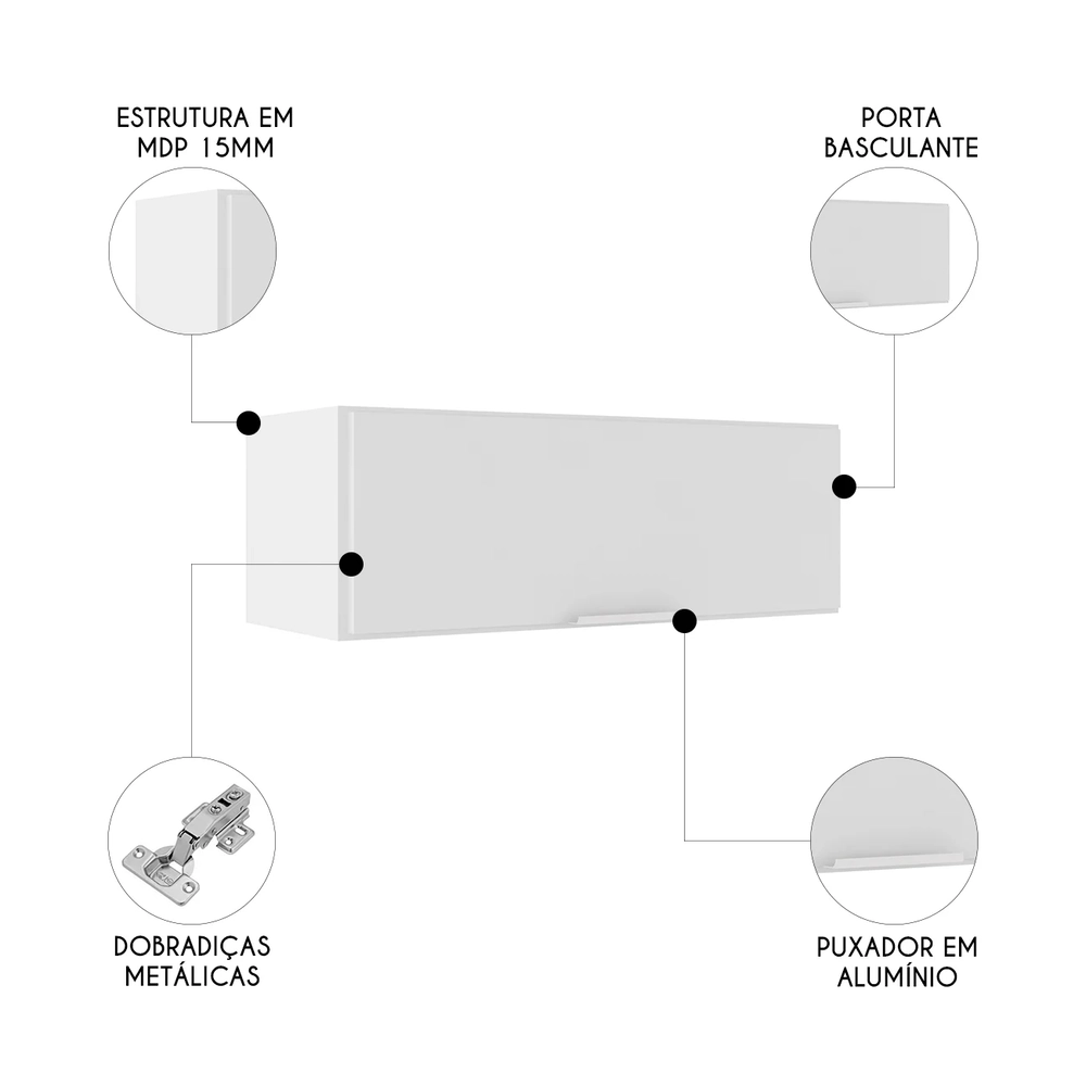 Armário de Cozinha Aéreo 70cm Pérola Z34 Branco             - Mpozenato