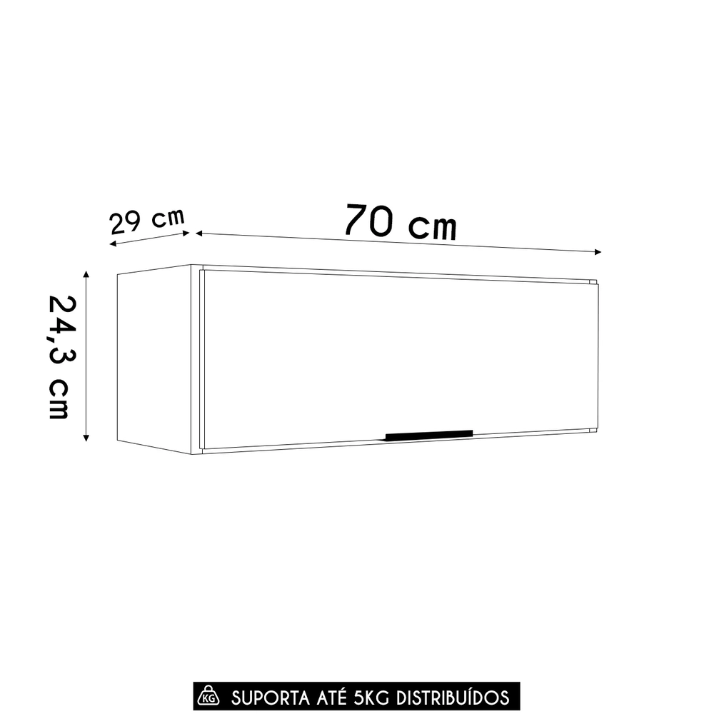 Armário de Cozinha Aéreo 70cm Pérola Z34 Preto              - Mpozenato