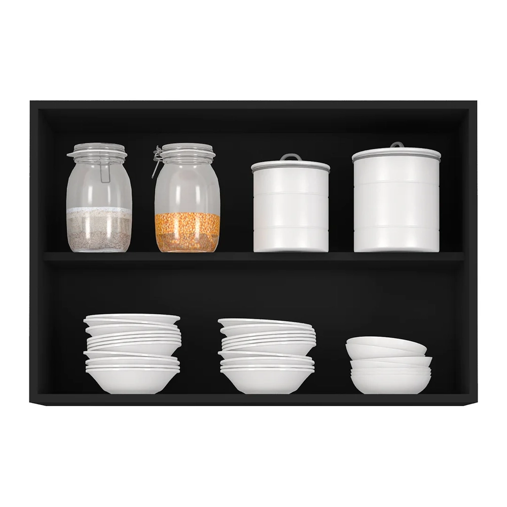 Armário de Cozinha Aéreo 80cm Pérola Z34 Preto              - Mpozenato