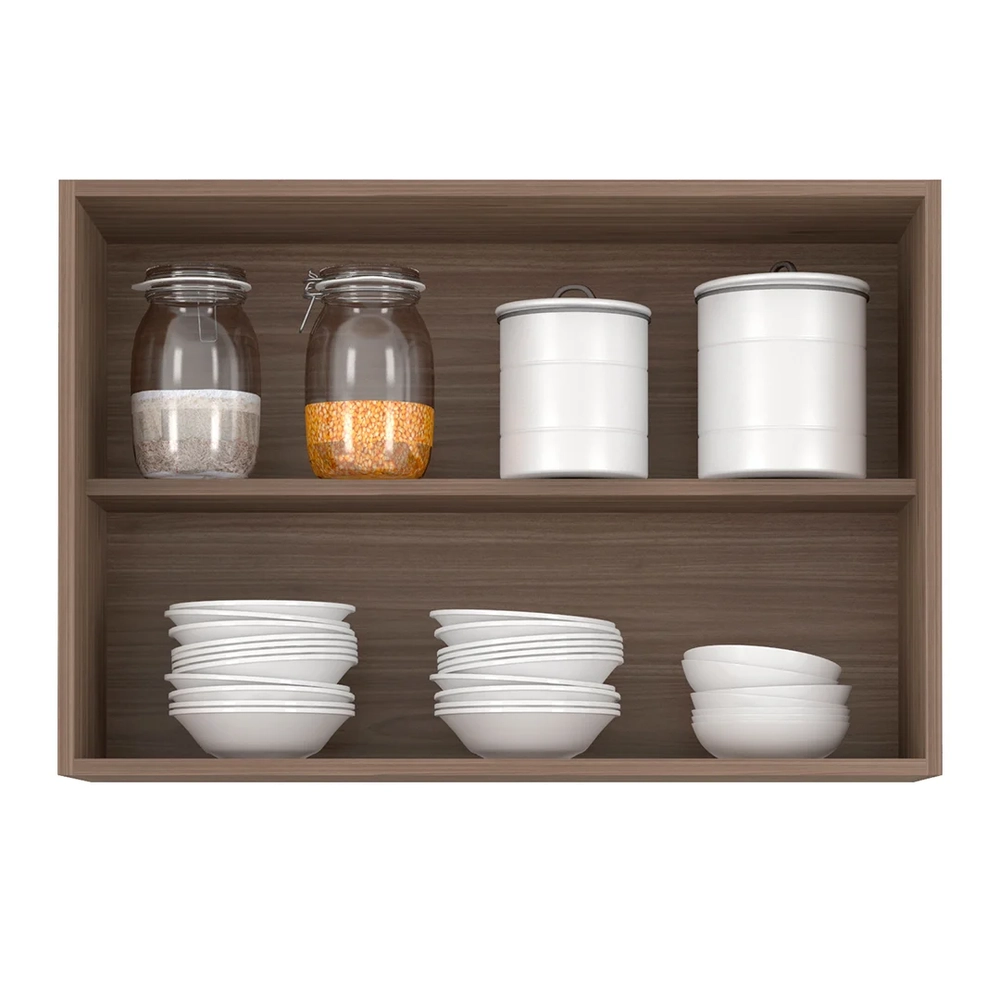 Armário de Cozinha Aéreo 80cm Pérola Z34 Freijó/Grafite     - Mpozenato