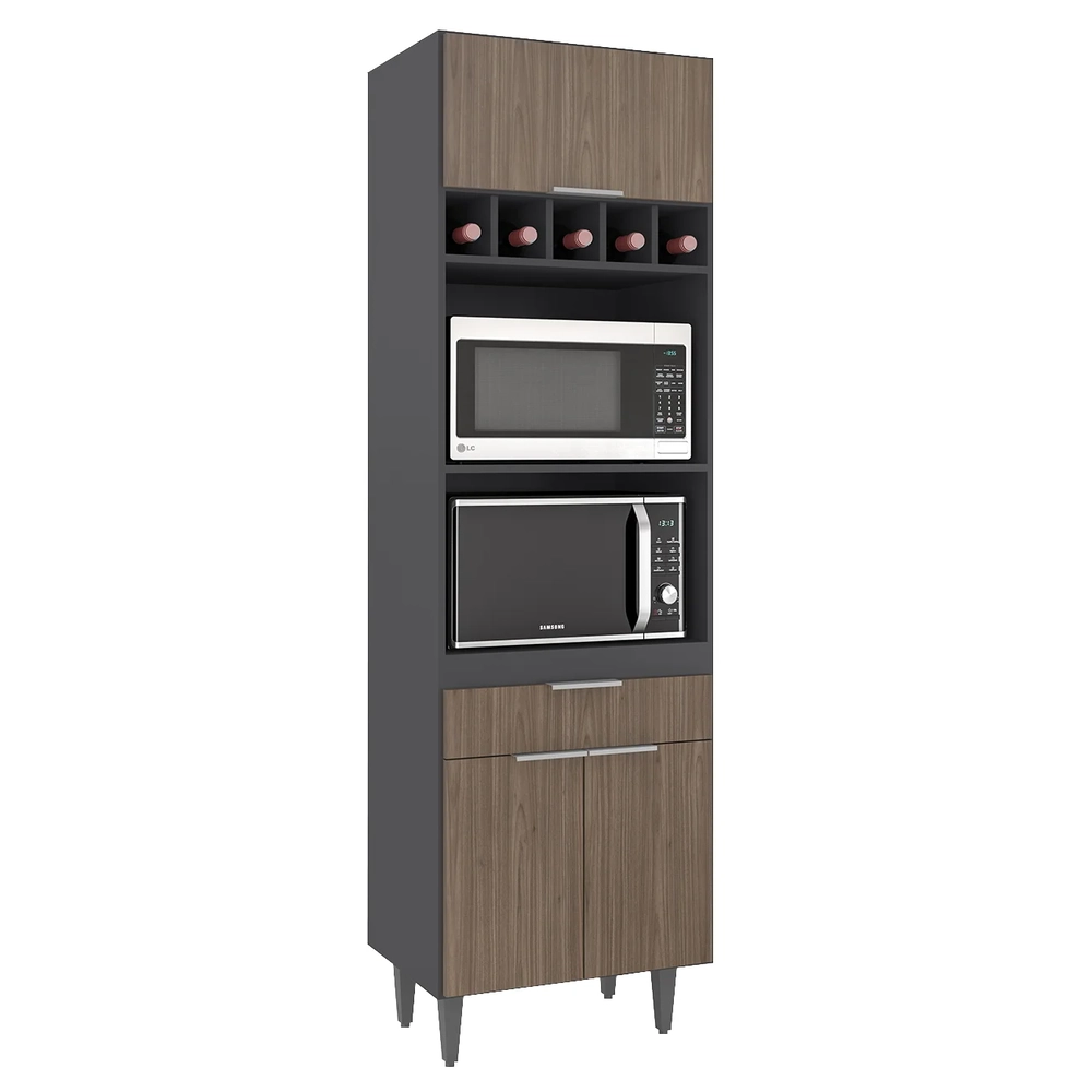 Paneleiro de Cozinha Torre Quente Pérola Z34 Grafite/Freijó - Mpozenato