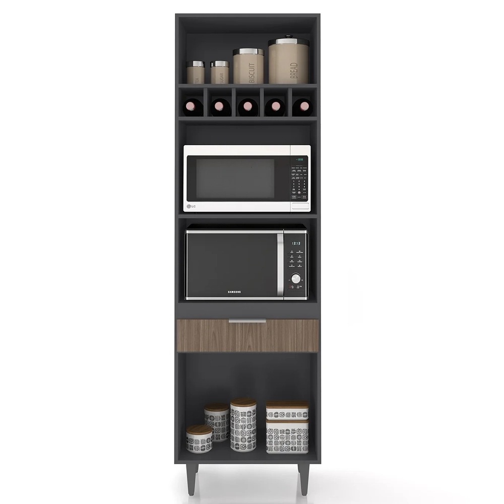 Paneleiro de Cozinha Torre Quente Pérola Z34 Grafite/Freijó - Mpozenato