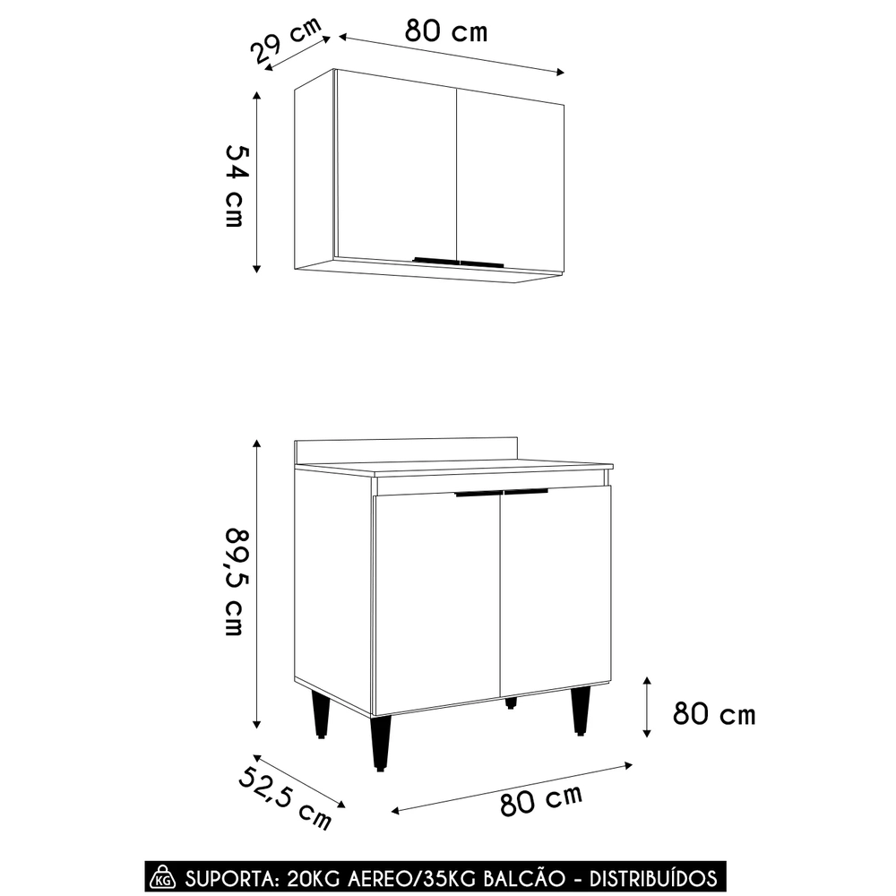 Armário de Cozinha e Balcão Cooktop Pérola Z34 Branco       - Mpozenato