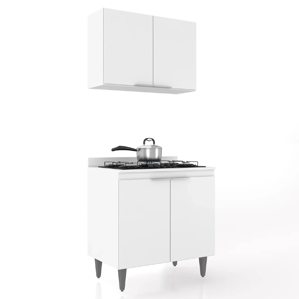 Armário de Cozinha e Balcão Cooktop Pérola Z34 Branco - Mpozenato