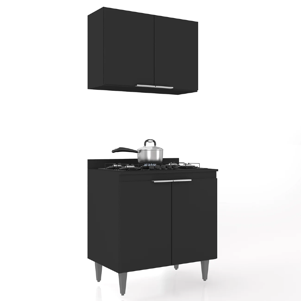 Armário de Cozinha e Balcão Cooktop Pérola Z34 Preto - Mpozenato
