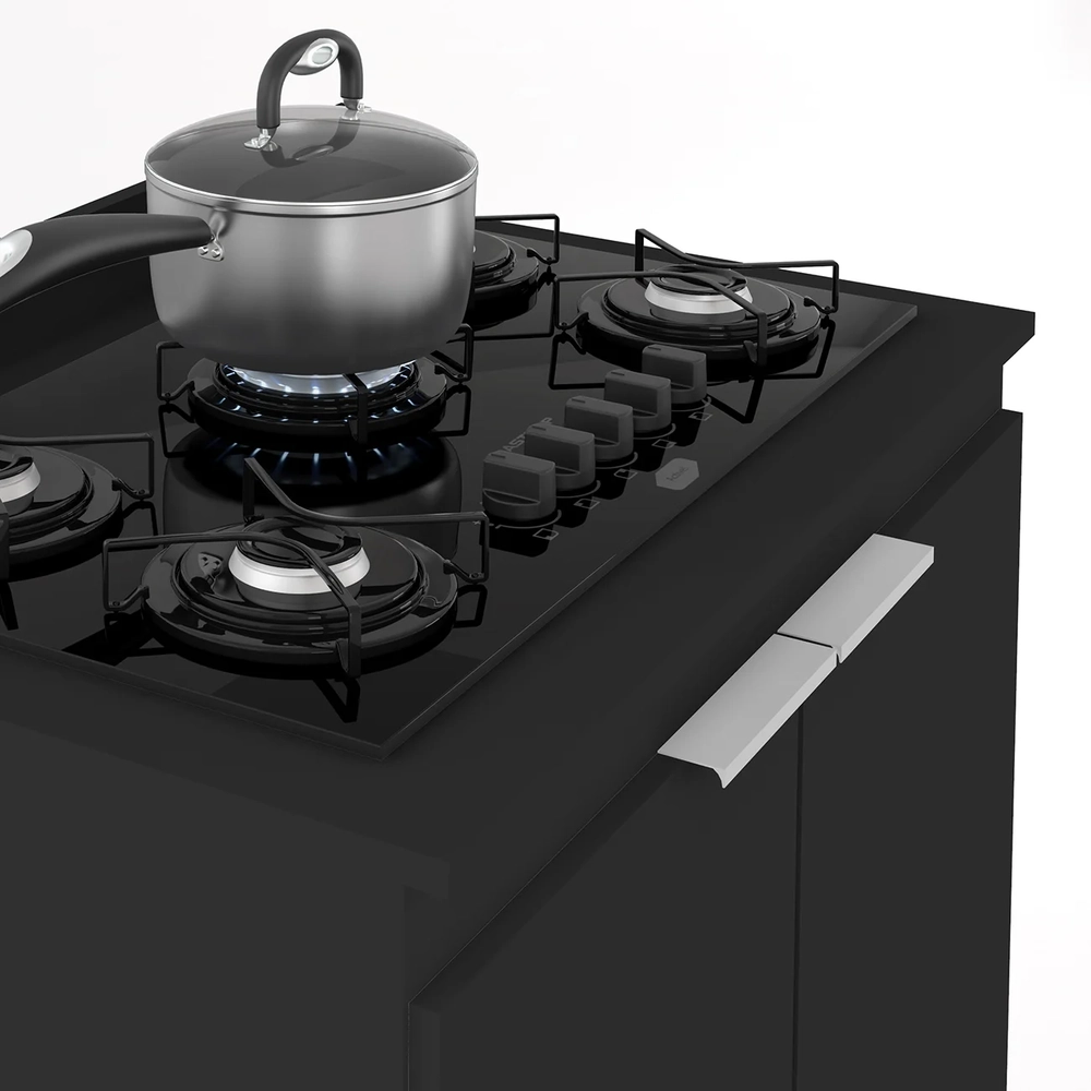 Armário de Cozinha e Balcão Cooktop Pérola Z34 Preto        - Mpozenato