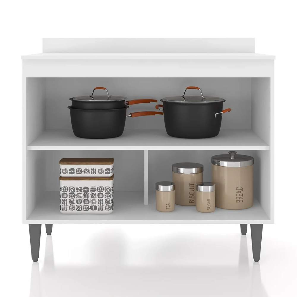 Balcão de Cozinha Com Tampo 100cm Pérola Branco Z34         - Mpozenato