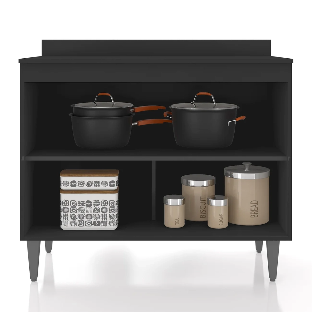 Balcão de Cozinha Com Tampo 100cm Pérola Preto Z34          - Mpozenato