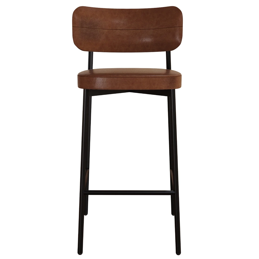 Banqueta Alta Bar Estofada Kit 3 Ella M25 Sintético Marrom - Mpozenato