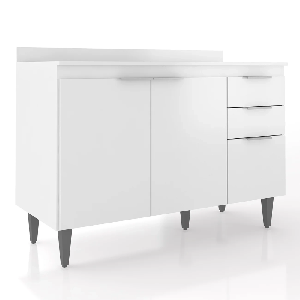Balcão de Cozinha Com Tampo 120cm Pérola Branco Z34 - Mpozenato